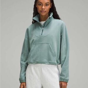 [Unworn] Women's Green Sofstreme Ribbed Half-Zip Pullover Top